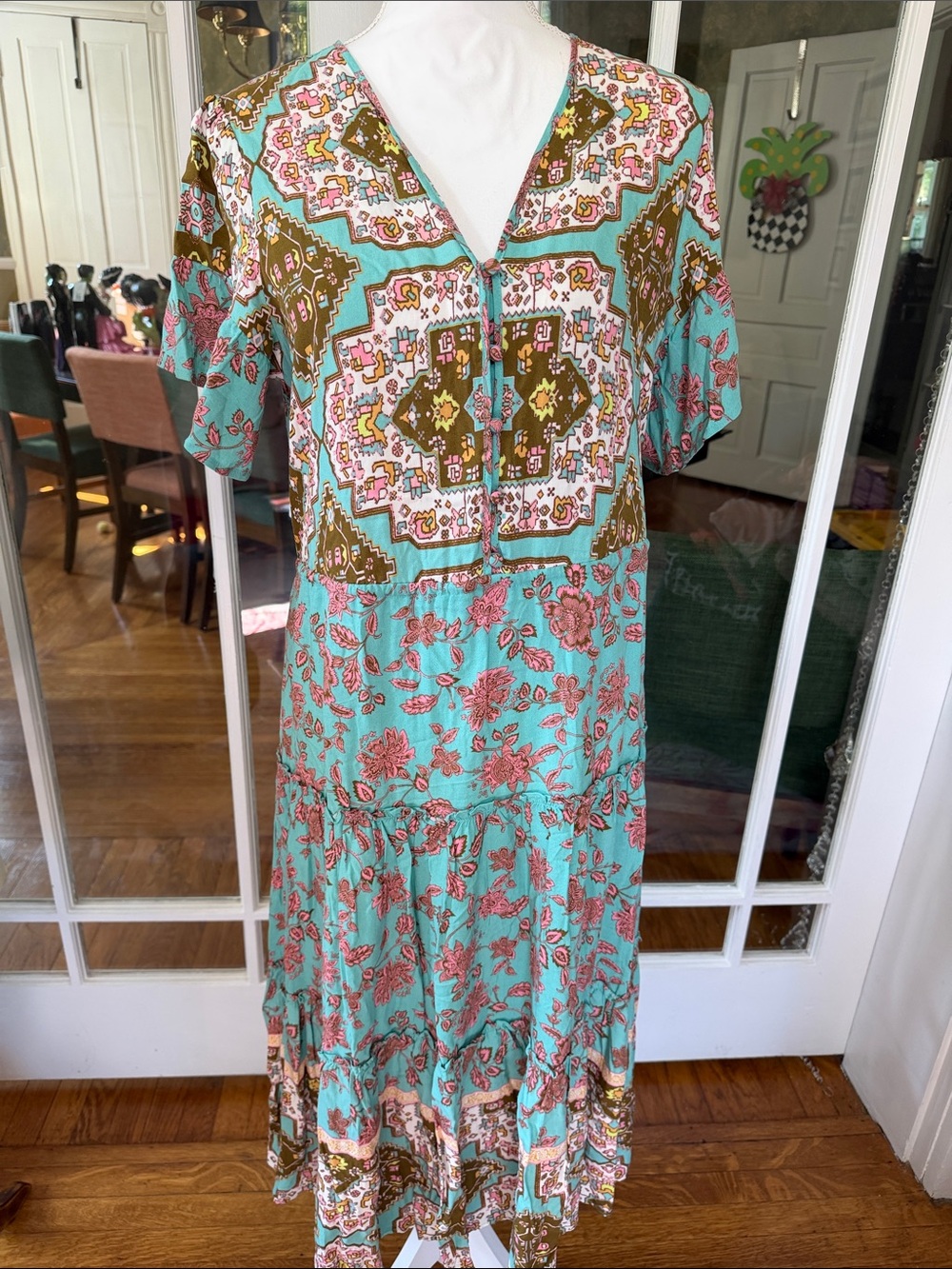 Matilda Jane Turquoise, Pink and Olive Boho Maxi Dress